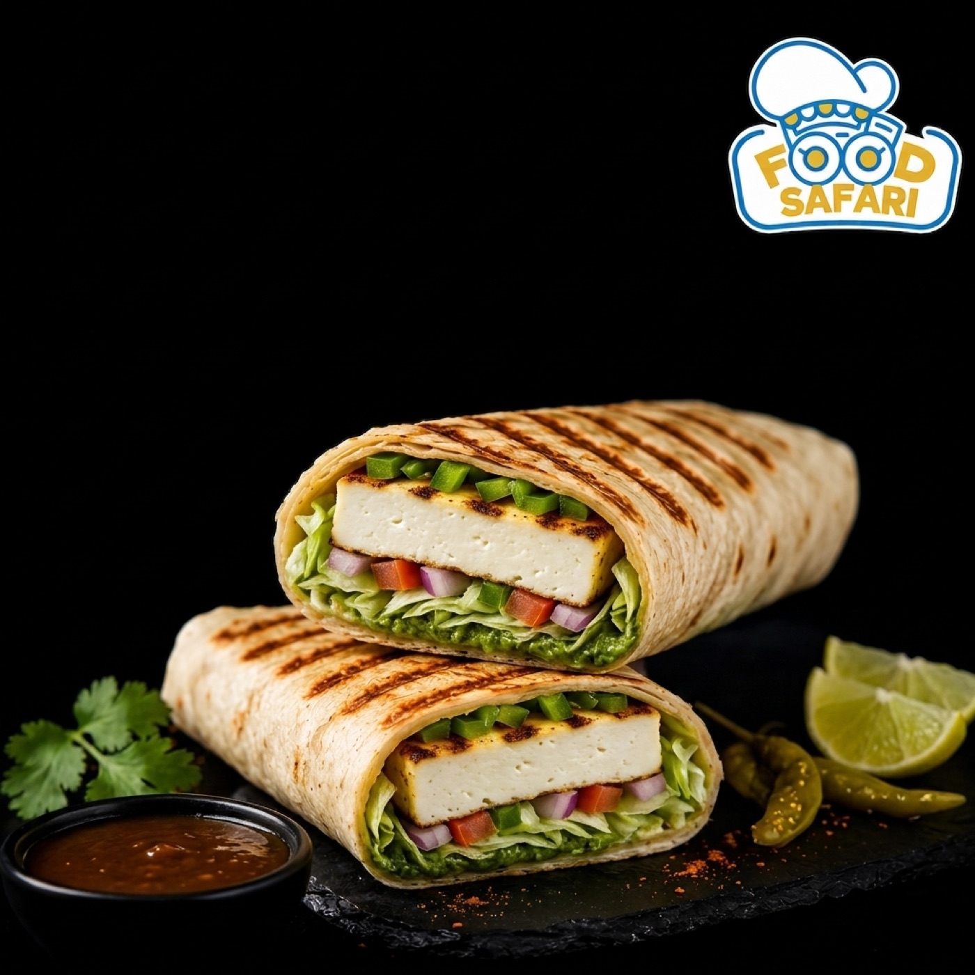 Crispy paneer patty grilled wrap
